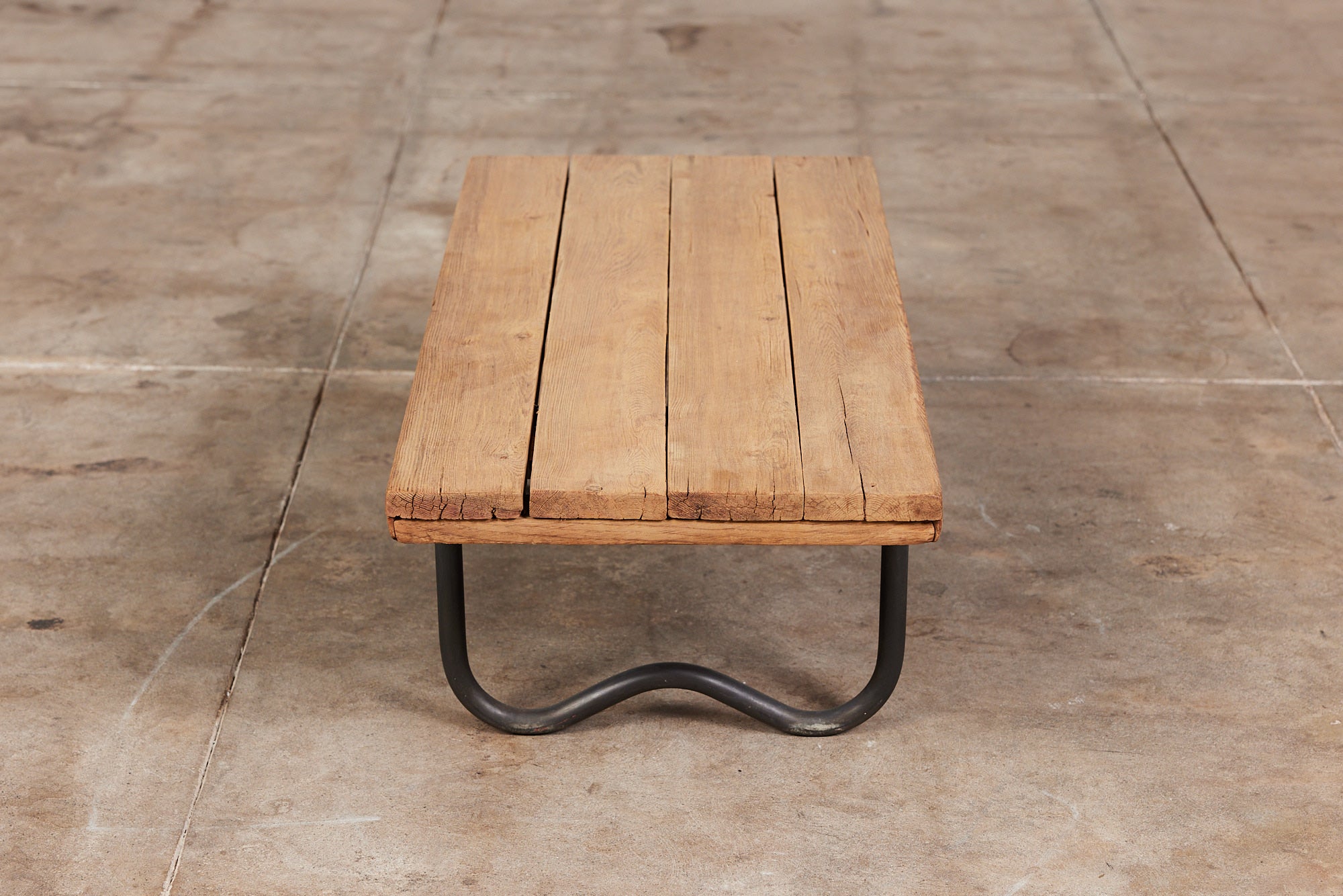 Bronze Patio Beach Table with Wood Top by Walter Lamb for Brown Jordan