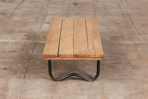 Bronze Patio Beach Table with Wood Top by Walter Lamb for Brown Jordan