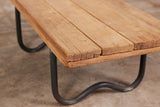Bronze Patio Beach Table with Wood Top by Walter Lamb for Brown Jordan