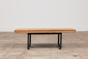 Bronze Patio Beach Table with Wood Top by Walter Lamb for Brown Jordan