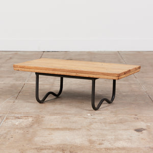 ON HOLD ** Bronze Patio Beach Table with Wood Top by Walter Lamb for Brown Jordan