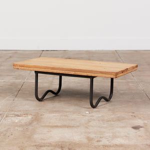 Bronze Patio Beach Table with Wood Top by Walter Lamb for Brown Jordan