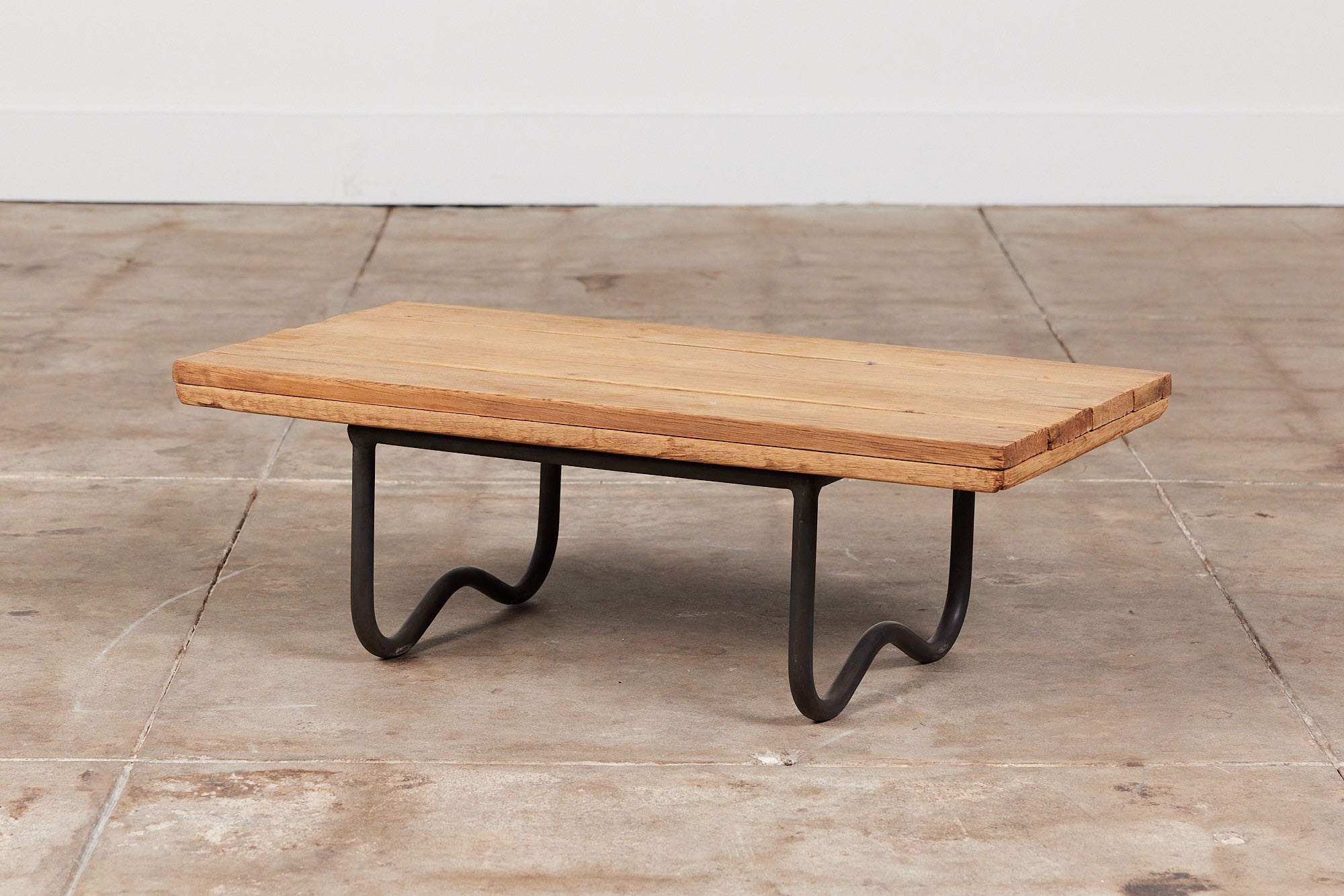 Bronze Patio Beach Table with Wood Top by Walter Lamb for Brown Jordan