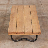 Bronze Patio Beach Table with Wood Top by Walter Lamb for Brown Jordan