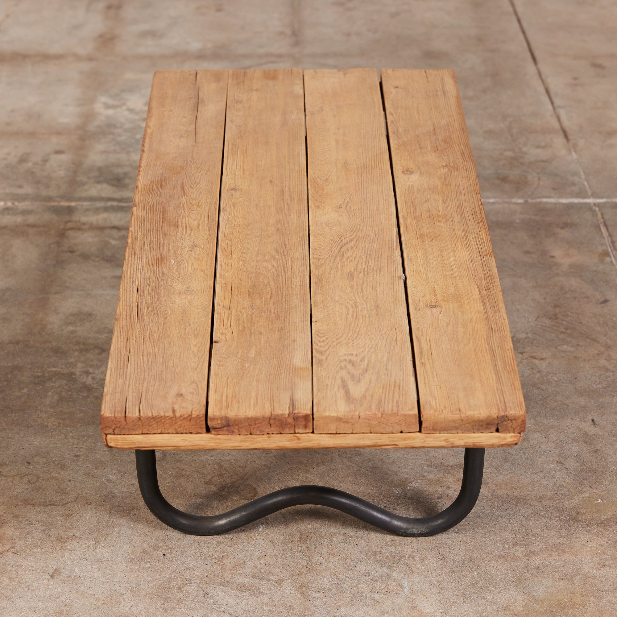 Bronze Patio Beach Table with Wood Top by Walter Lamb for Brown Jordan