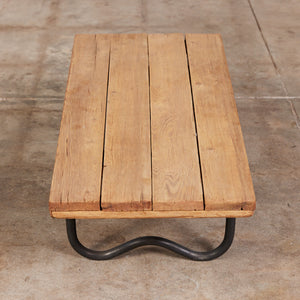 Bronze Patio Beach Table with Wood Top by Walter Lamb for Brown Jordan