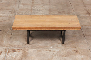 Bronze Patio Beach Table with Wood Top by Walter Lamb for Brown Jordan
