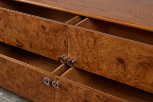 Oak and Burlwood Six Drawer Dresser