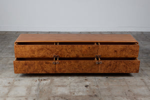 Oak and Burlwood Six Drawer Dresser