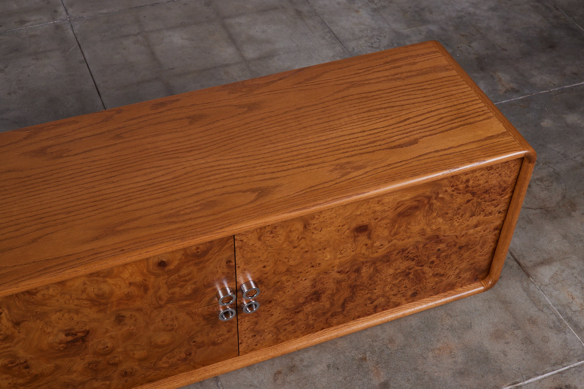 Oak and Burlwood Six Drawer Dresser