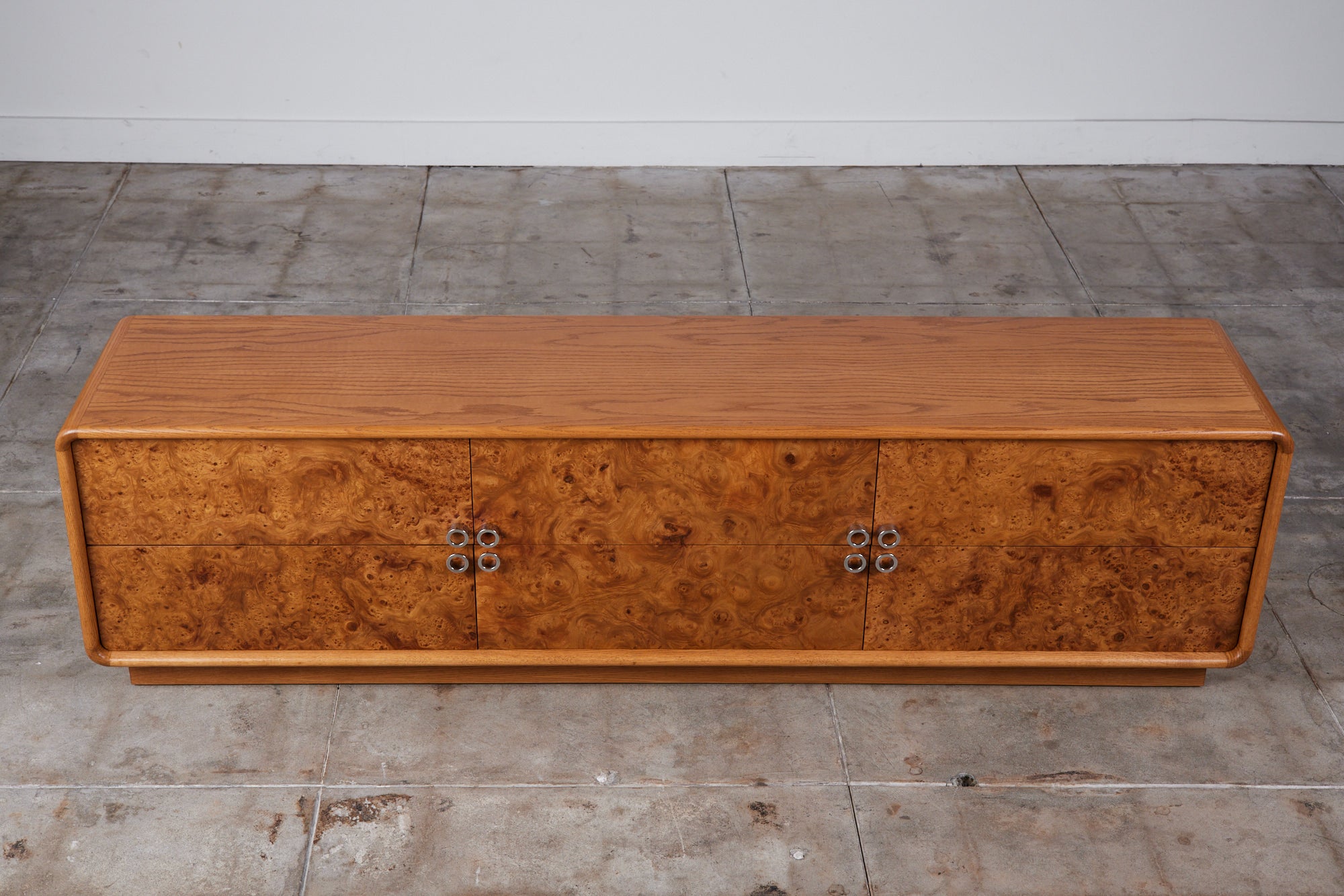Oak and Burlwood Six Drawer Dresser