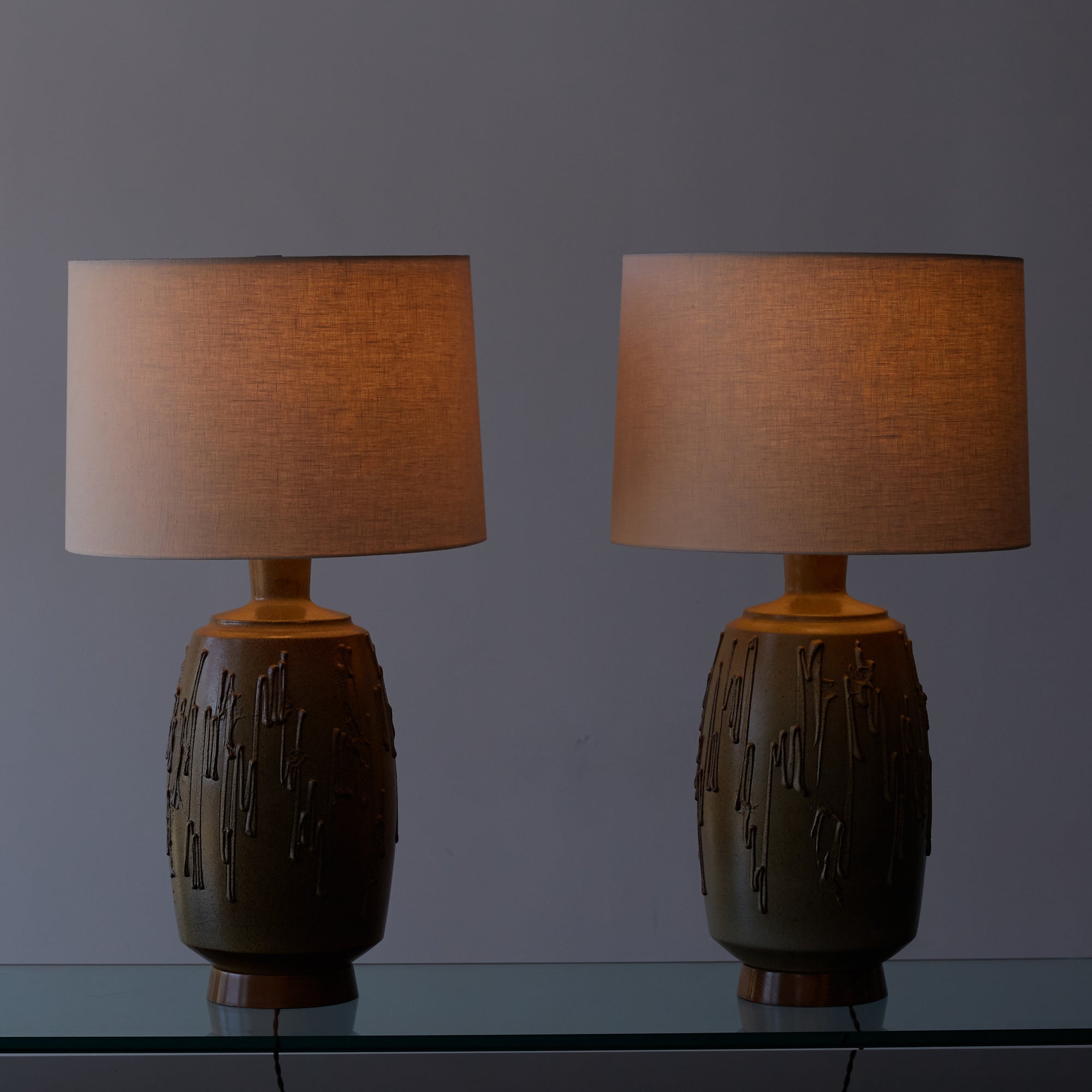 Pair of David Cressey Stoneware Lamps