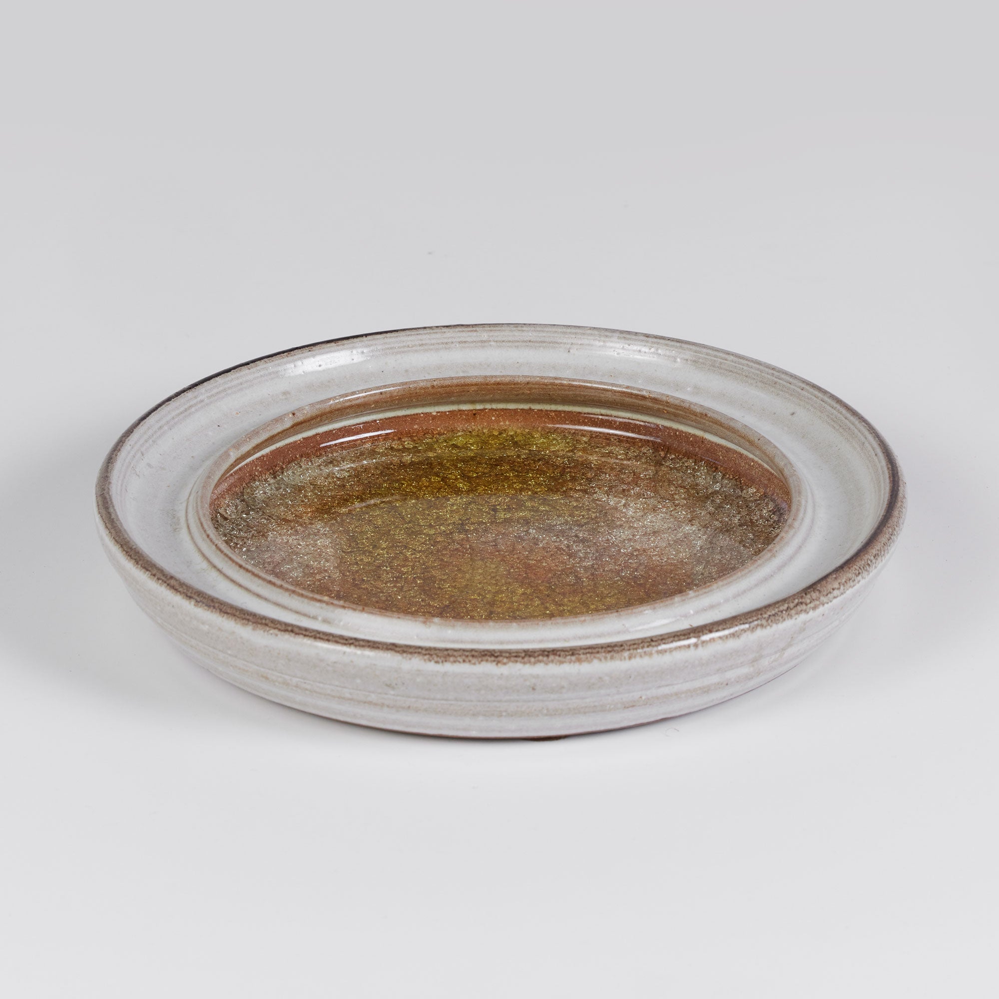 Studio Ceramic Dish with Golden Crushed Glass Inlay